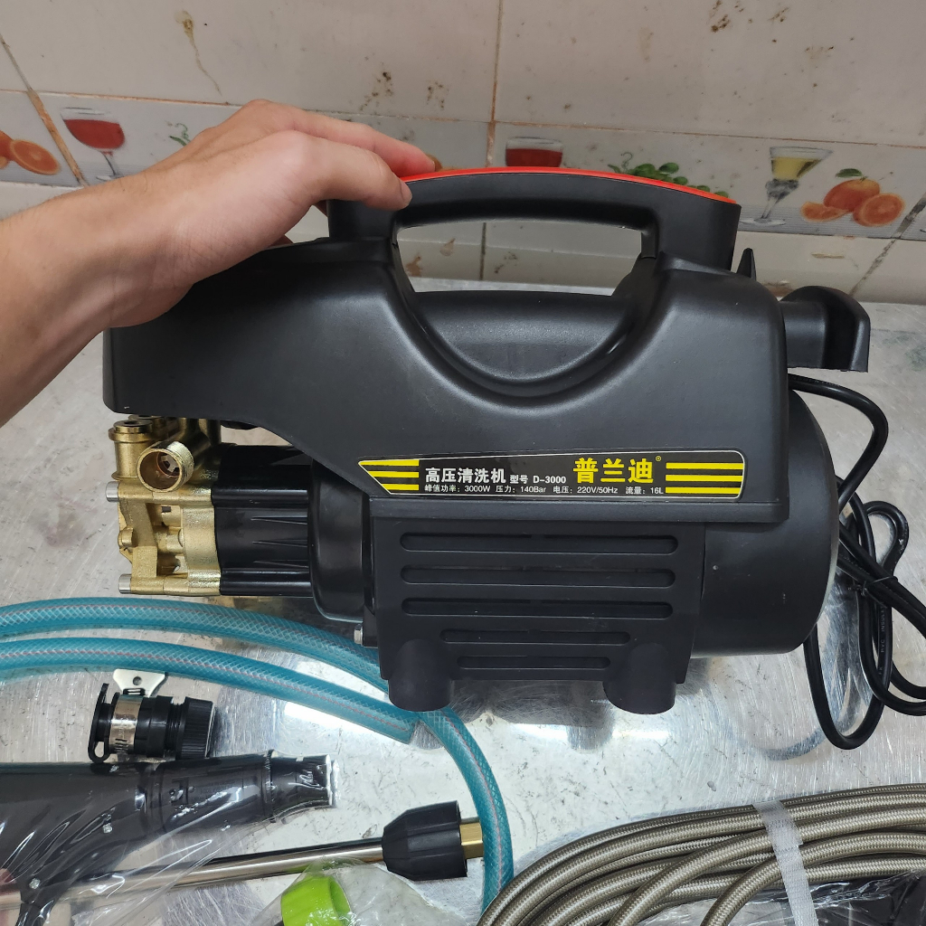 Máy rửa xe cao áp 3000W, Lõi đồng, Máy rửa xe Mini bảo hành 24 tháng, Máy xịt rửa gia đình tặng bình bọt tuyết-K1862
