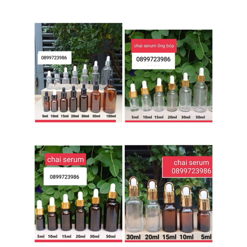 chai lọ chiết serum thủy tinh 5ML,10ML,15ML,20ML,30ML,50ML(trong,nâu)
