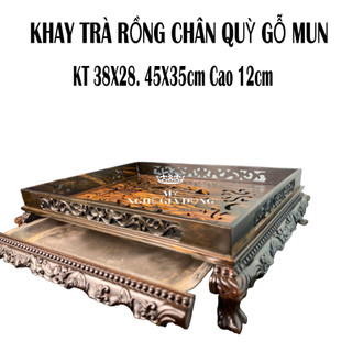 Khay Trà Chân Qùy Khay trà rồng trầu để ấm chén trang trí nhà cửa gỗ mun