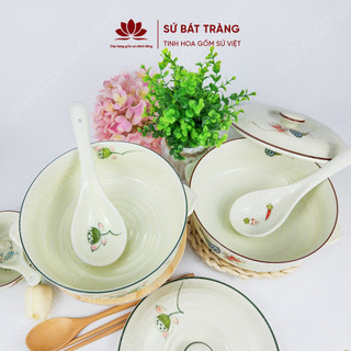 Thố sứ đựng cơm có nắp, nhiều họa tiết lựa chọn Bát Tràng