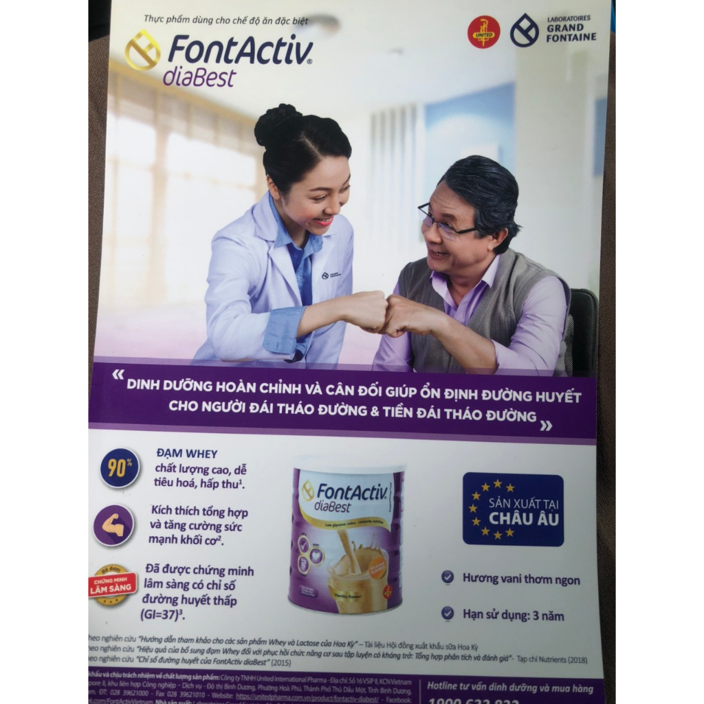 Sữa FontActive Diabest dinh dưỡng cho người tiểu đường lon 400g và 800g
