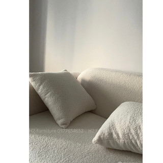 Gối sofa nỉ lông cừu kèm ruột bông gòn - Gối vuông decor sofa kích thước 35x35 cm