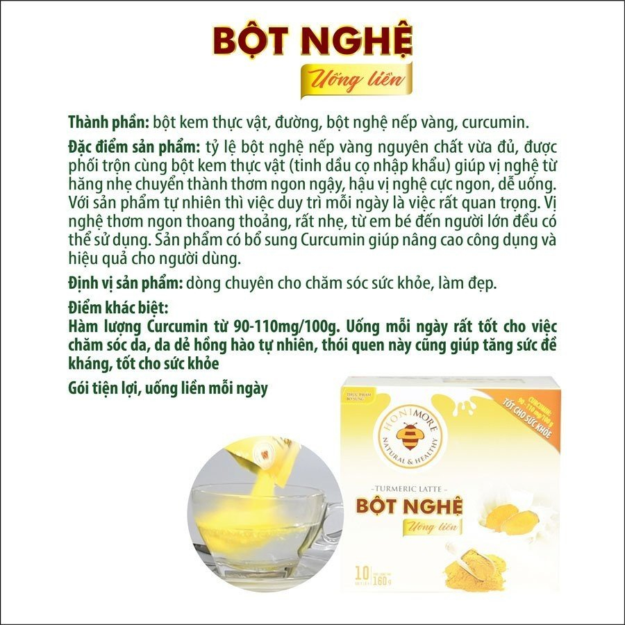 Set 2 gói Bột nghệ uống liền Honimore 16g/gói