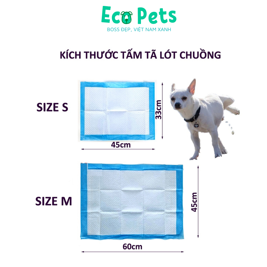 Tã lót miếng lót chuồng ECOPETS cho chó mèo siêu thấm hút dùng cho khay vệ sinh chó tã cho mèo bầu mèo con - size S/M/L
