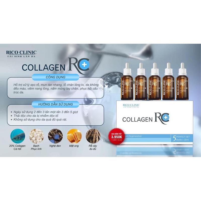 Collagen RC BICO tái sinh mọi làn da. Hết mụn, đầy sẹo rổ, se khít lổ chân lông