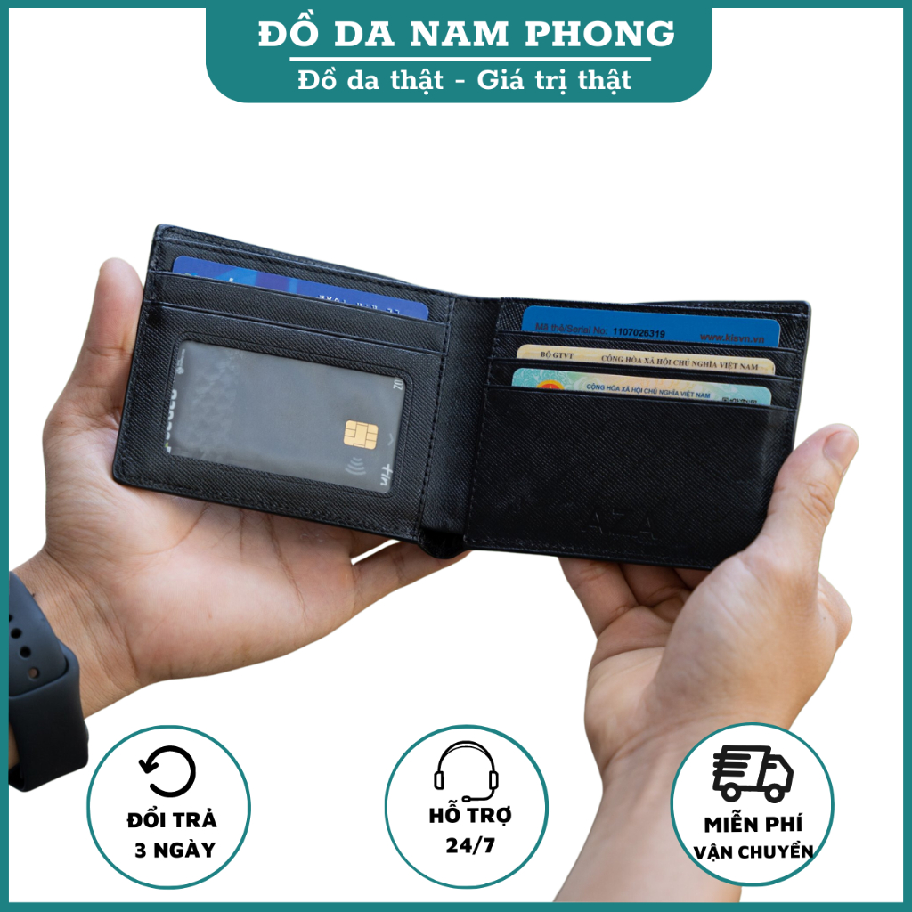 Ví Nam Da Thật Saffiano Cosmos Cao Cấp Chống Nước, Bóp Nam Dáng Đứng Cầm Tay Mini Nhỏ Gọn V88