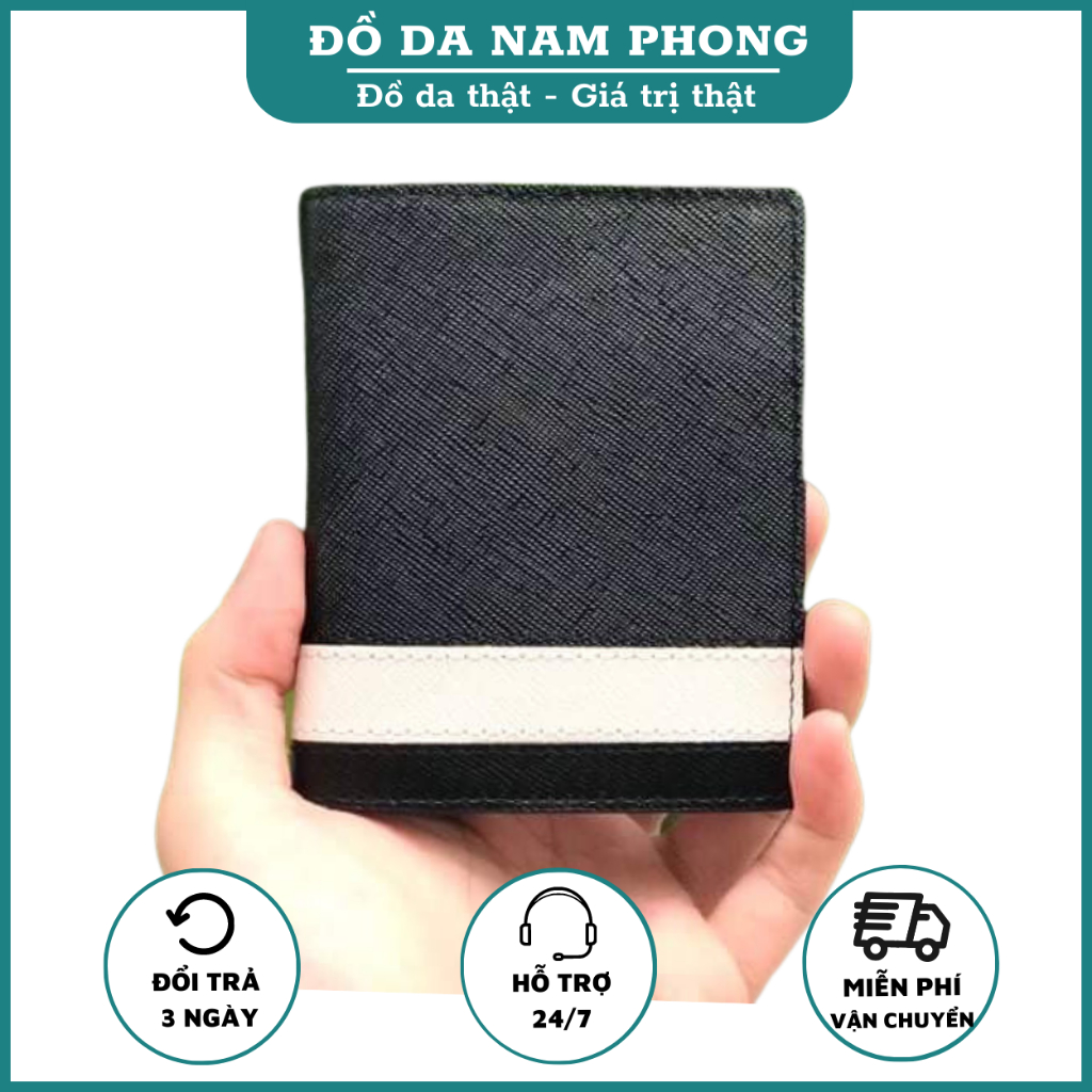 Ví Nam Da Thật Saffiano Cosmos Cao Cấp Chống Nước, Bóp Nam Dáng Đứng Cầm Tay Mini Nhỏ Gọn V88