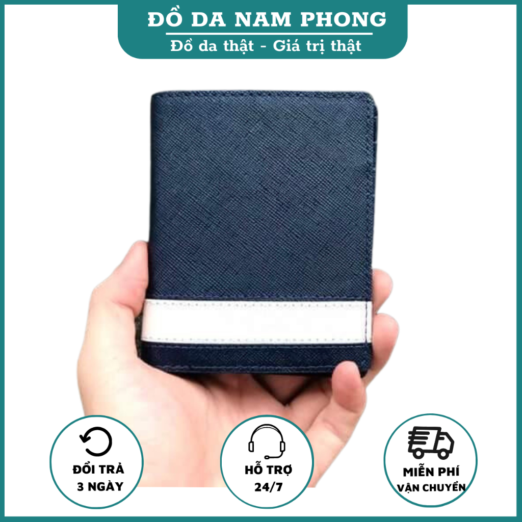 Ví Nam Da Thật Saffiano Cosmos Cao Cấp Chống Nước, Bóp Nam Dáng Đứng Cầm Tay Mini Nhỏ Gọn V88