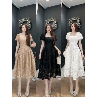 ĐẦM REN DÀI/ MÀU NUDE dày dặn