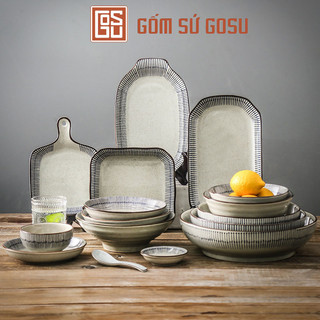  Bộ Bát Đĩa Men Tiêu Cổ Phong Cách Cổ Xưa GOSU Tráng Men Cao Cấp Phong Cách Cổ Điển 