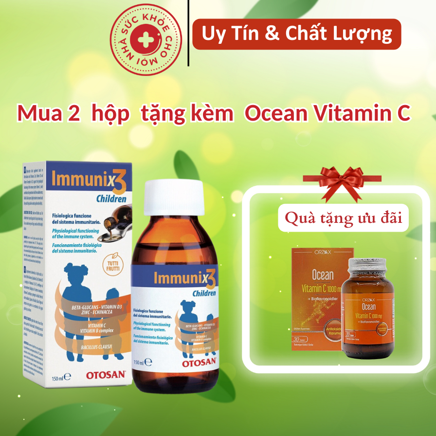 Immunix 3 children Siro tăng cường đề kháng, cân bằng vi sinh đường ruột, bổ sung vitamin cho trẻ