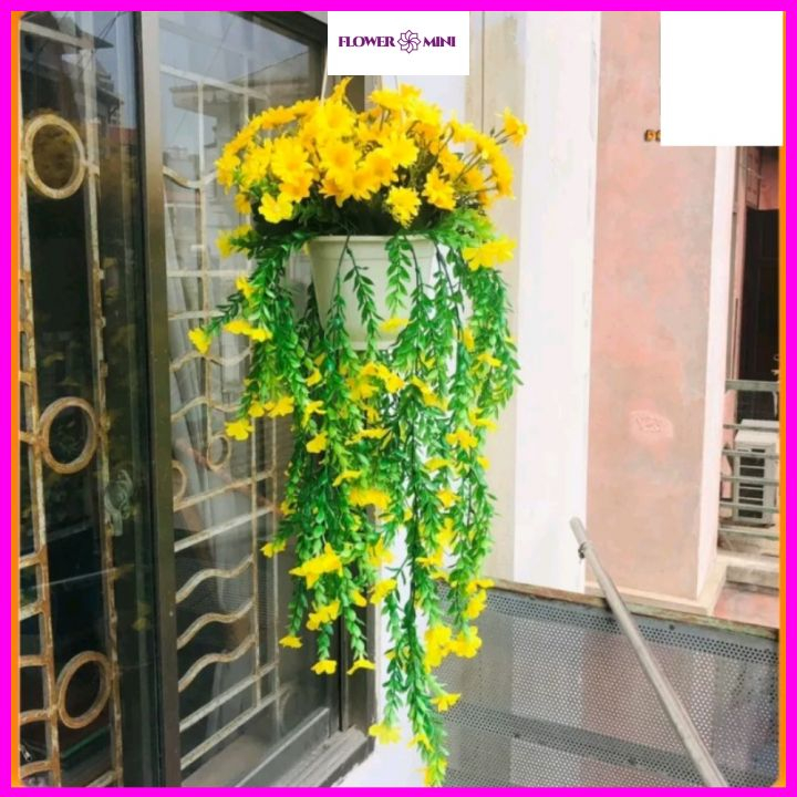 Giỏ Hoa Giả Treo Tường Trang Trí Nhà Cửa, Quán Cà Phê, Nhà Hàng Nhiều Màu Sắc Tươi Sáng Tự Nhiên GH1