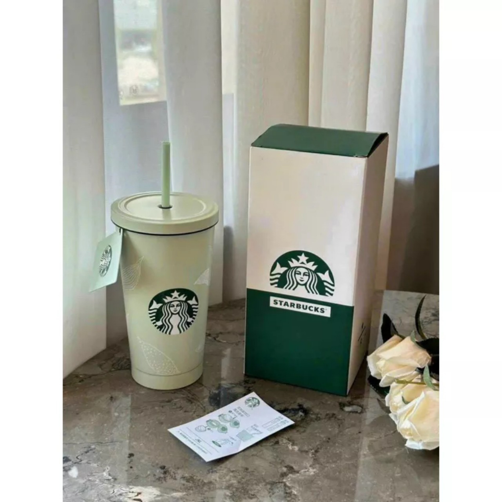 Ly giữ nhiệt Star.bucks inox 304 cao cấp chống gỉ, ly đựng nước giữ nhiệt 8 - 12H màu xanh Mint cực xịn- Dung Tích 18Oz