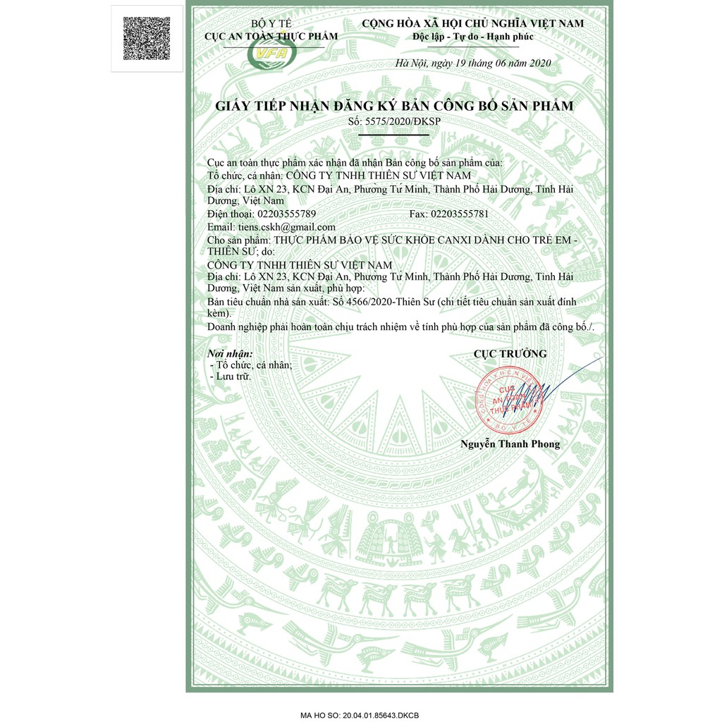 CANXI TRẺ EM THIÊN SƯ - TPBVSK Canxi dành cho trẻ em - Thiên Sư - 10 Gói