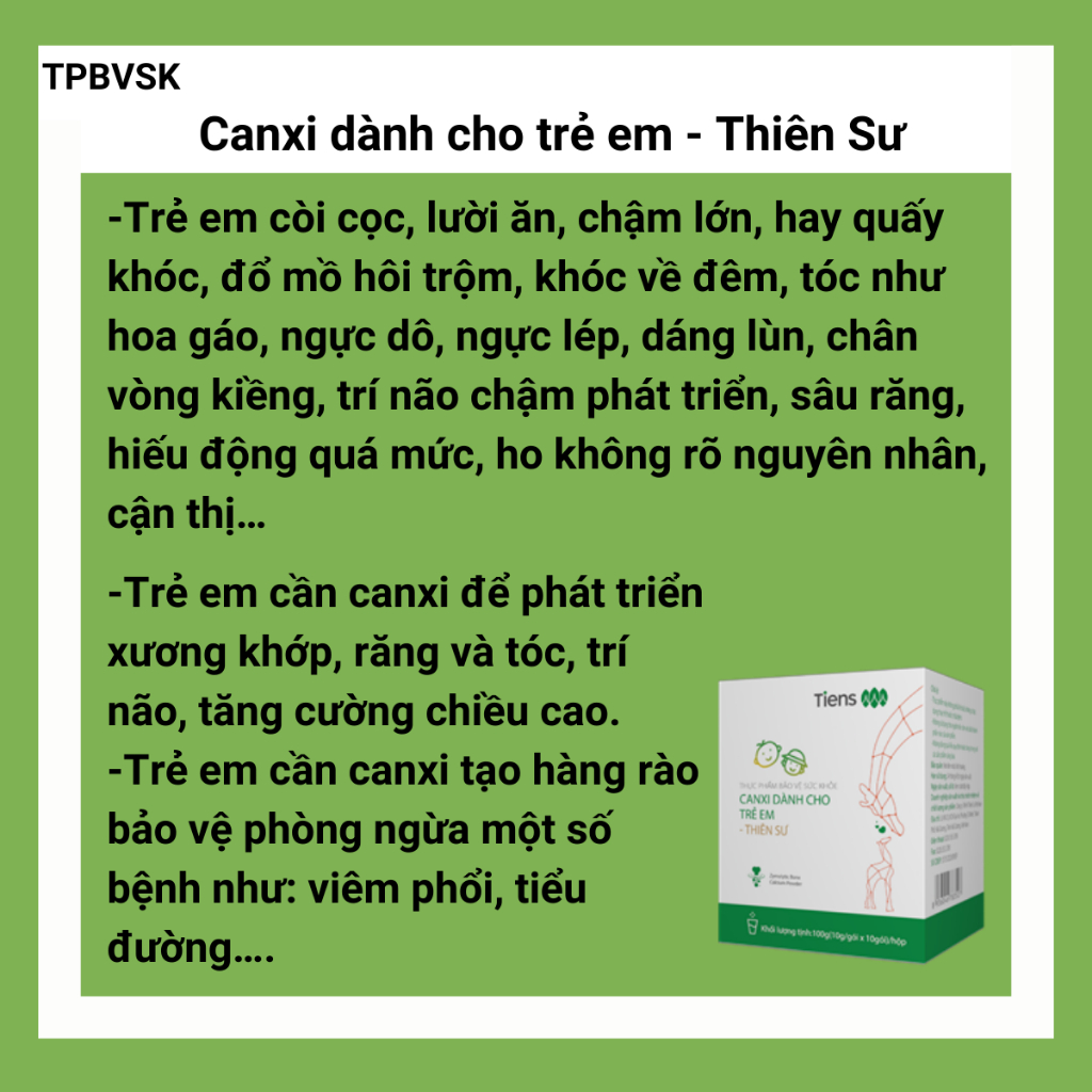 CANXI TRẺ EM THIÊN SƯ - TPBVSK Canxi dành cho trẻ em - Thiên Sư - 10 Gói