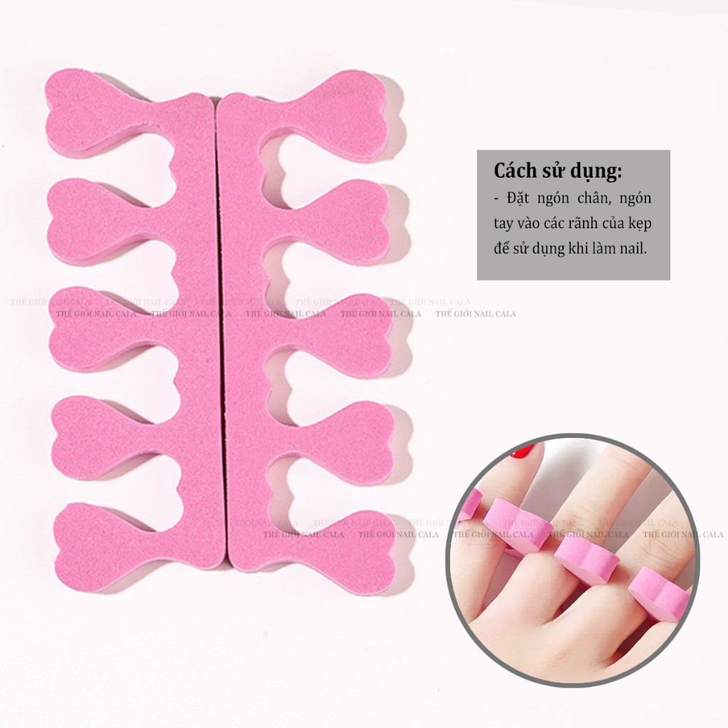 Kẹp tách ngón chân làm nail  - Bộ tách ngón tay làm móng - Kẹp tách xốp giá rẻ màu hồng - Êm ái siêu nhẹ
