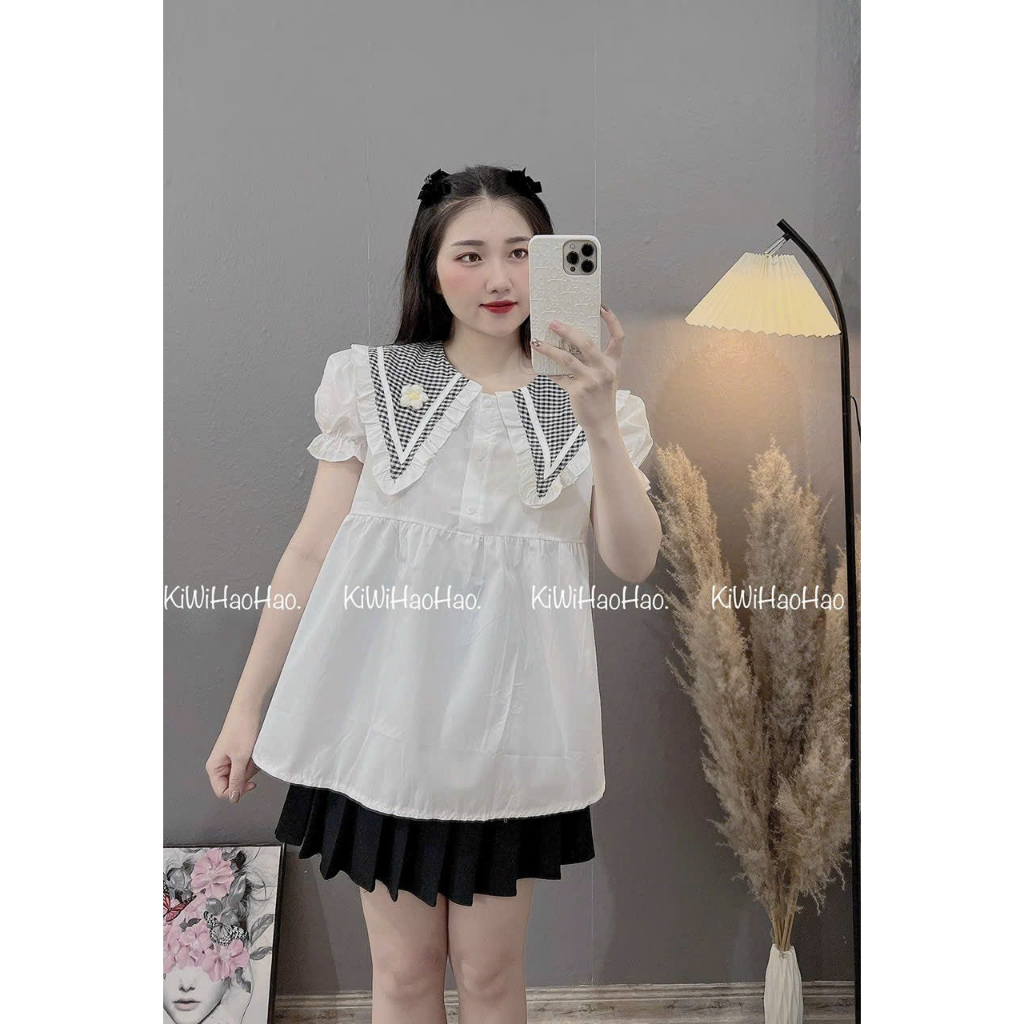 Áo sơ mi bầu công sở trắng cộc tay D4