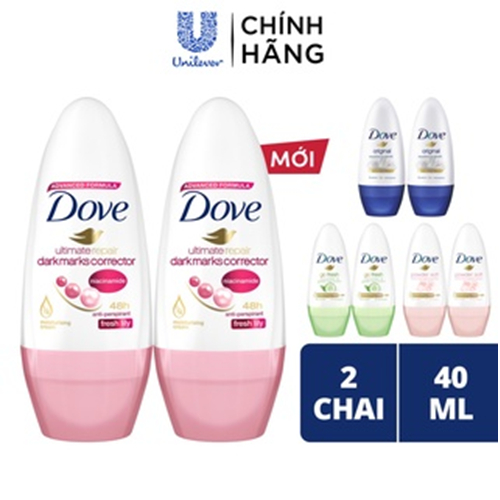 [HB Gift - PC] Combo 2 Lăn khử mùi Dove 40ml (Phấn thơm)