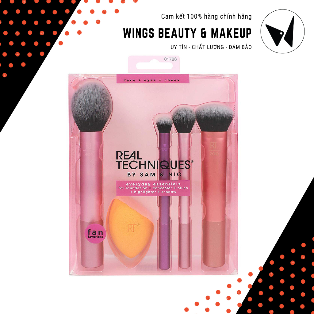 REAL TECHNIQUES - Bộ cọ Everyday Essentials For Blush (4 cọ 1 mút)
