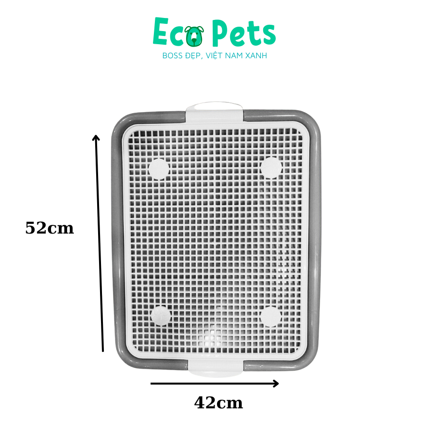 Khay vệ sinh ECOPETS cho chó nhỏ có cọc an toàn tiện lợi dùng kèm cát vệ sinh cho chó phù hợp cho chó dưới 7kg - 52x42cm