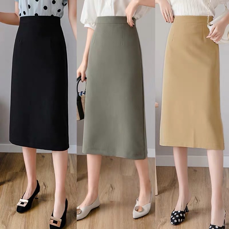 Váy Chữ A Công Sở Dáng Dài Trẻ Trung Xẻ Tà Sau