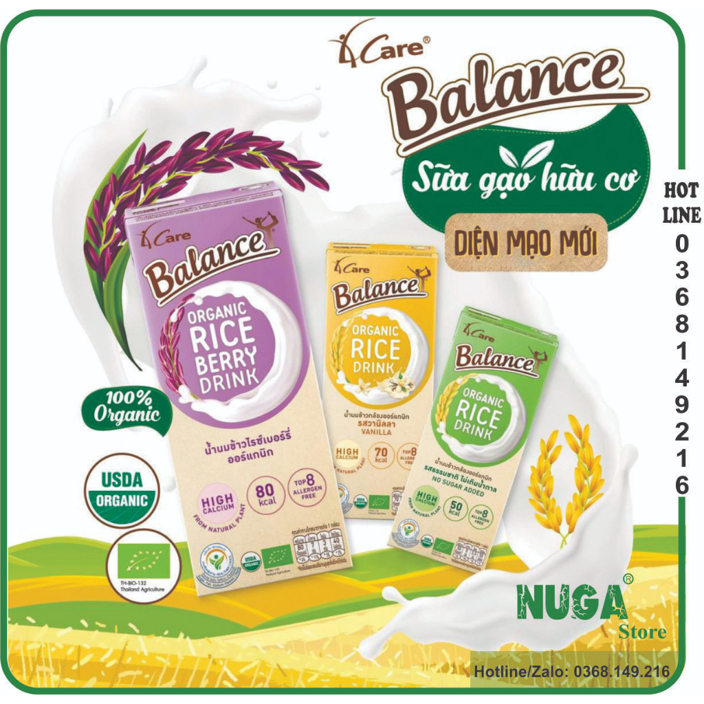 Sữa gạo hữu cơ Thái Lan  - 4Care Balance - 180ml - HCMShop