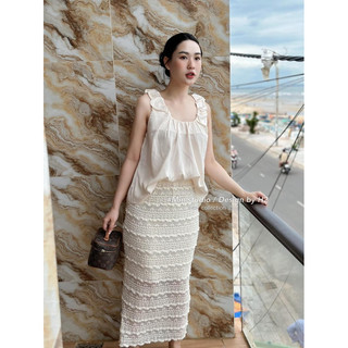 Set lụa mix chân váy ren siêu xinh Phạm Nhi