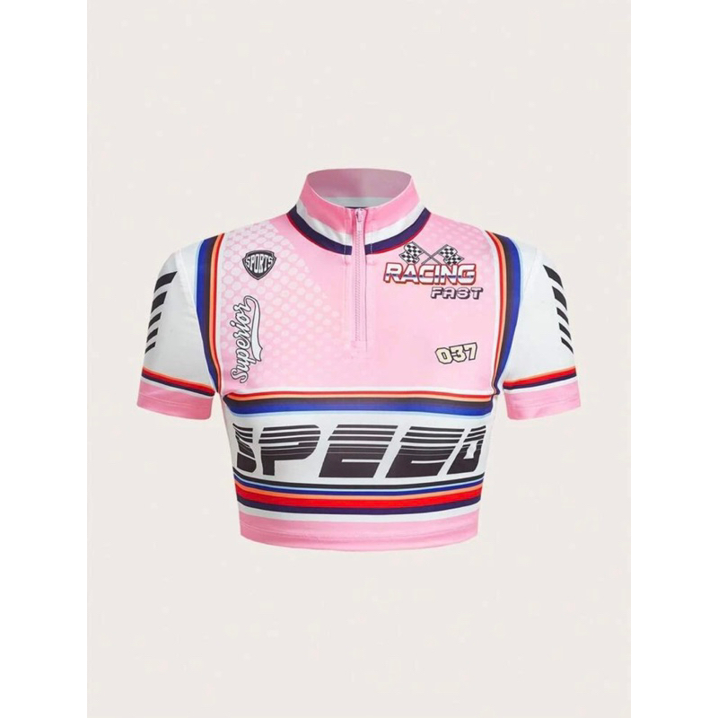 [ORDER SHEIN] Áo Croptop Cổ Đứng Phong Cách Bikercore