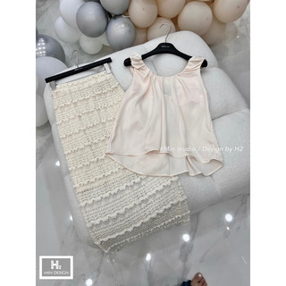Set lụa mix chân váy ren siêu xinh Phạm Nhi