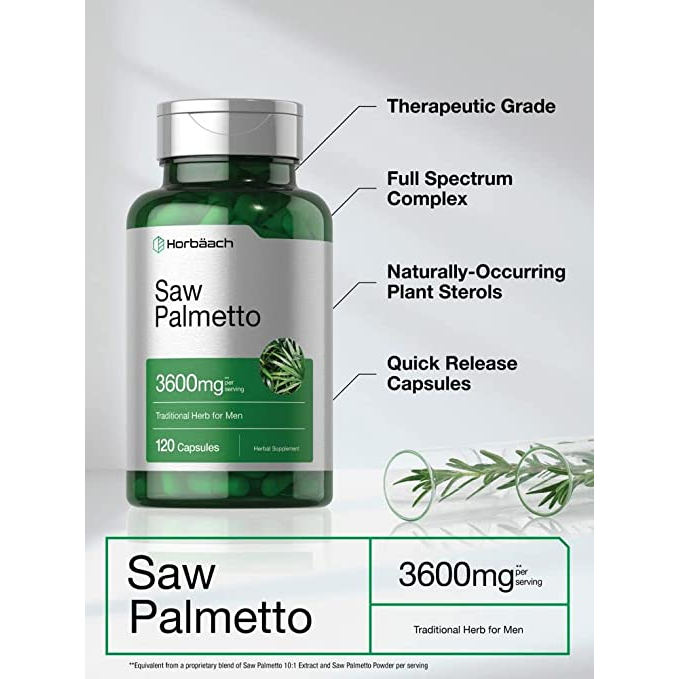 Horbaach Saw Palmetto 3600mg - Viên uống hỗ trợ sức khỏe tuyến tiền liệt và đường tiết niệu 120 viên