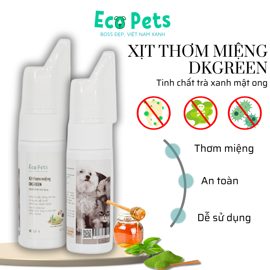 Xịt thơm miệng DKGREEN cho chó mèo giúp thơm miệng giảm mùi hôi - 60ml ECOPETS