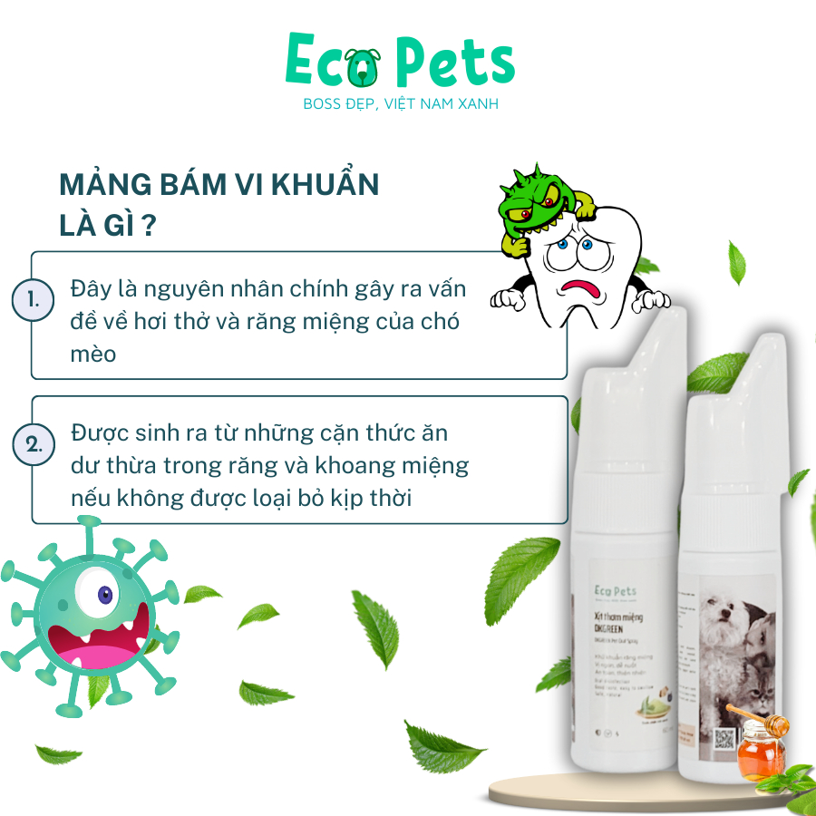 Xịt thơm miệng DKGREEN cho chó mèo giúp thơm miệng giảm mùi hôi - 60ml ECOPETS
