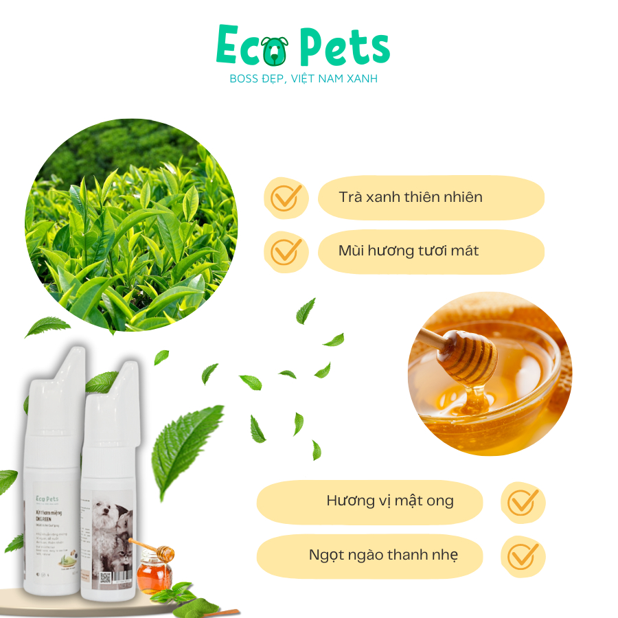 Xịt thơm miệng DKGREEN cho chó mèo giúp thơm miệng giảm mùi hôi - 60ml ECOPETS