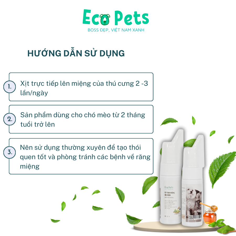 Xịt thơm miệng DKGREEN cho chó mèo giúp thơm miệng giảm mùi hôi - 60ml ECOPETS