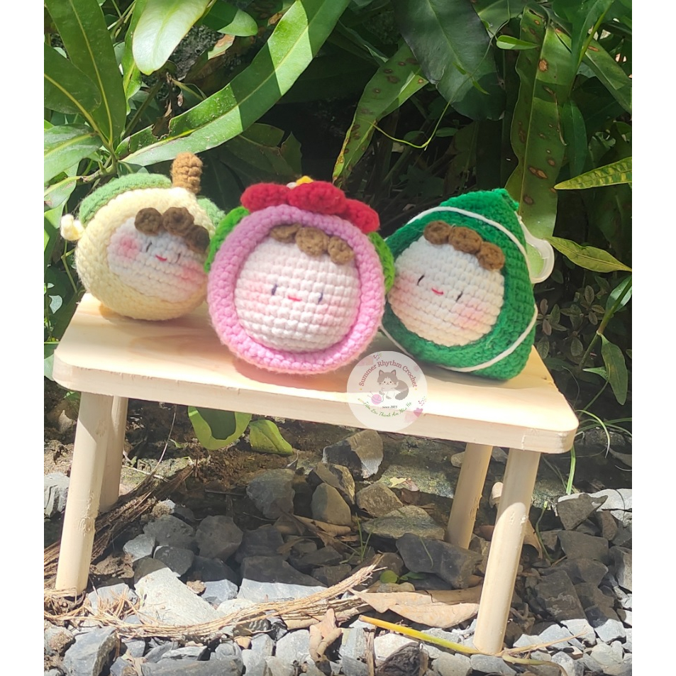 Móc khóa len bánh bao tròn chanh, hoa, bánh ú