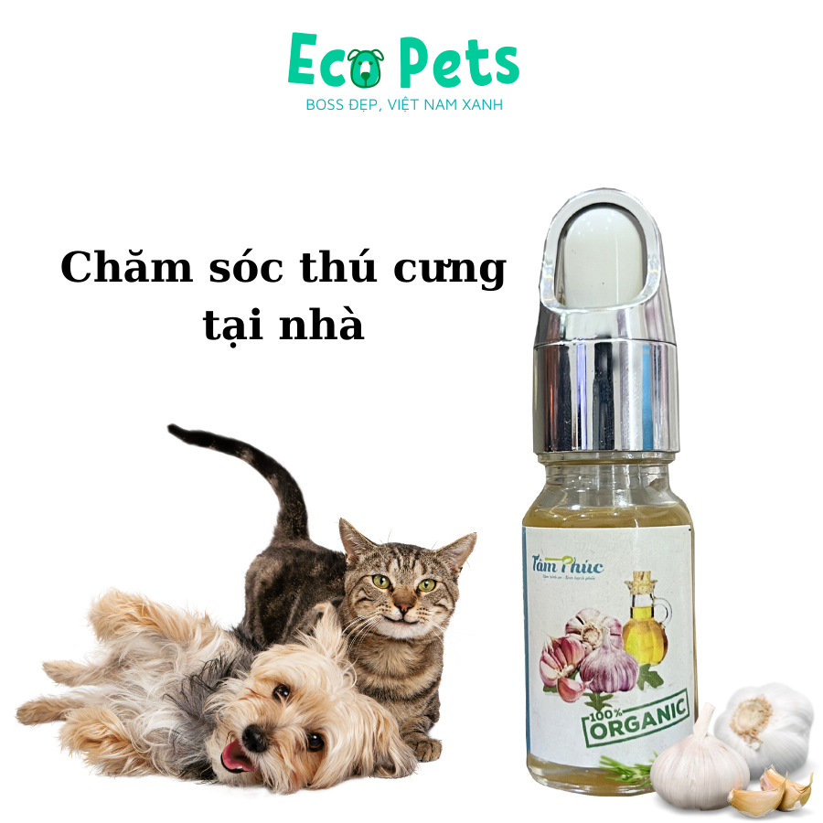 Tinh dầu tỏi Tâm phúc ECOPETS trị nấm mèo, trị ghẻ cho chó hạn chế viêm da ngứa ngáy hỗ trợ trị hô hấp chó mèo - 10ml