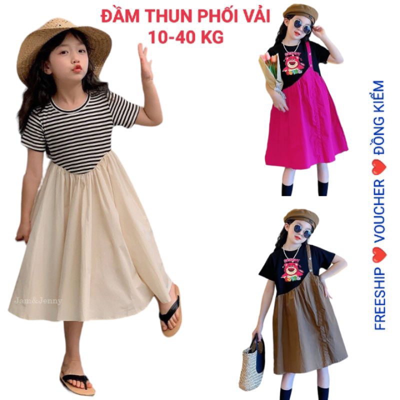 ĐẦM VÁY BÉ GÁI 10 ĐẾN 40 KG THUN PHỐI VẢI MỀM ĐẸP HAIVANCO DÁNG TO RỘNG RÃI THOẢI MÁI ĐI HỌC ĐI CHƠI ĐỀU ĐẸP