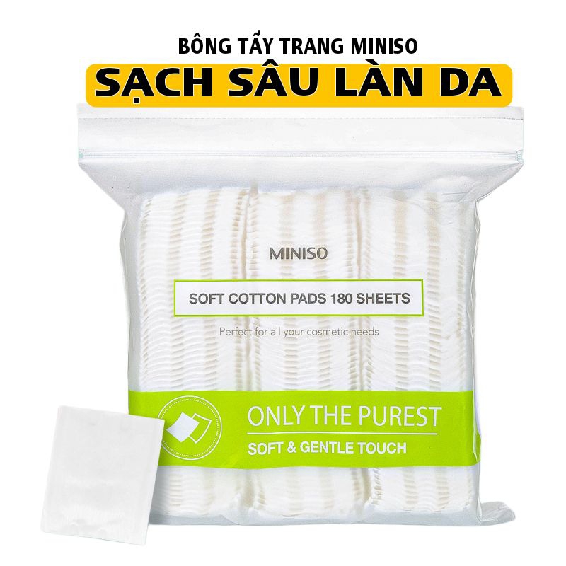 Bông tẩy trang Nhật Miniso_siêu mềm_siêu dai(180 miếng)