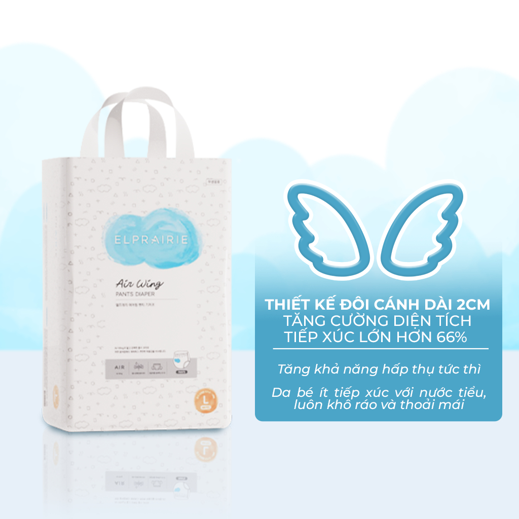Túi Dùng Thử 6 Miếng Tã Quần ELPRAIRIE Air Wing Size L/XL Nội Địa Hàn Quốc Cho Bé 9-17kg, Siêu Thấm Hút Siêu Khô Thoáng