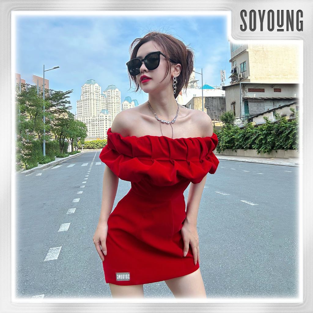 Váy nữ thiết kế dự tiệc công sở sang chảnh sang trọng FLORISTA chất liệu nhung  SOYOUNG - VSY200602