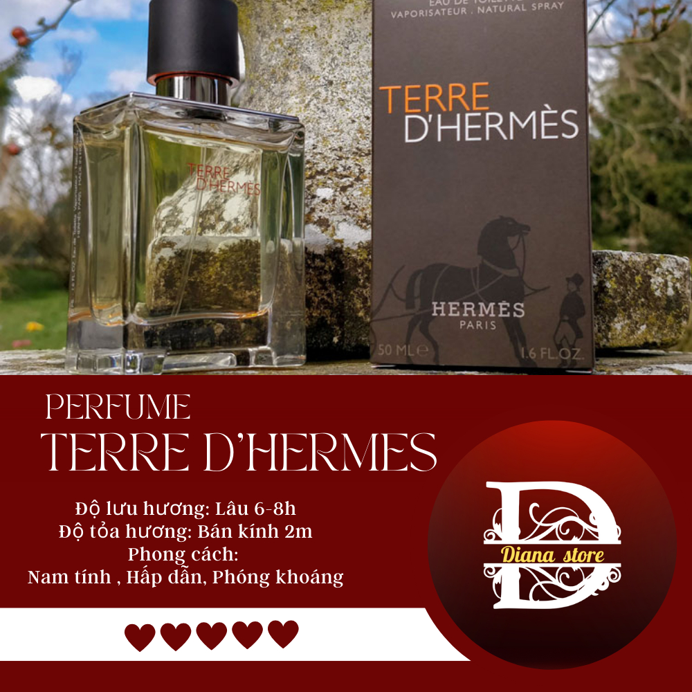Nước hoa nam terre d'hermes eau de toilette edt 10ml mạnh mẽ, lịch lãm- DIANA STORE