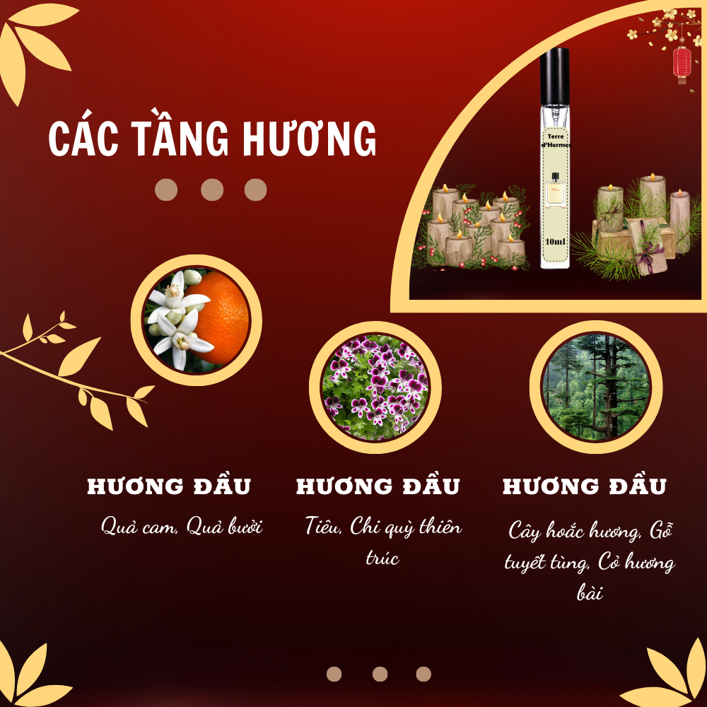 Nước hoa nam terre d'hermes eau de toilette edt 10ml mạnh mẽ, lịch lãm- DIANA STORE