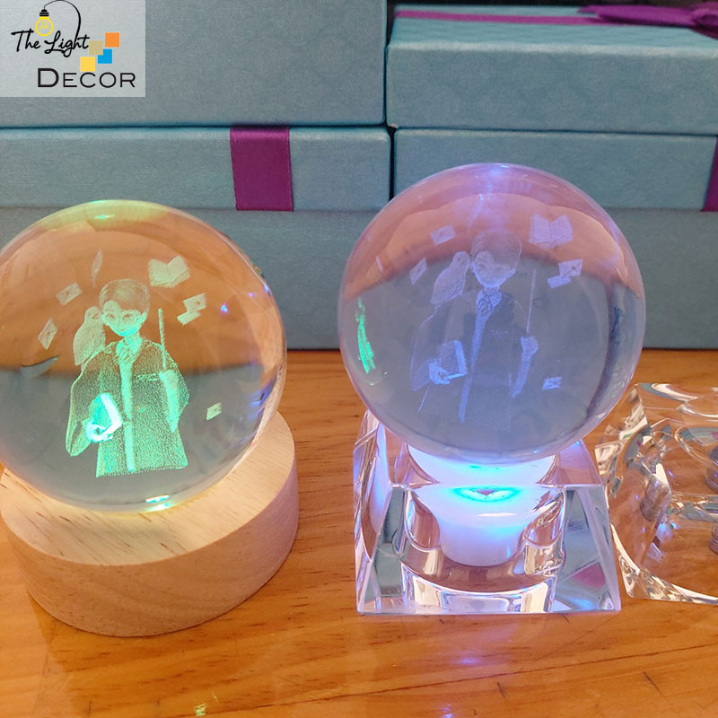 Bộ Quà Tặng Quả Cầu Pha Lê 3D larser LED Harry Potter