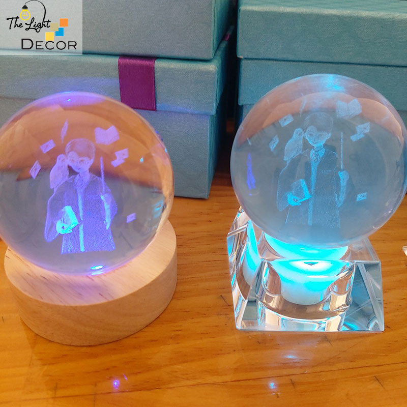 Bộ Quà Tặng Quả Cầu Pha Lê 3D larser LED Harry Potter
