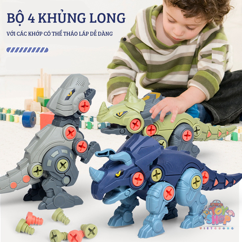 Bộ 4 khủng long khớp nối có thể tháo lắp dễ dàng siêu đẹp