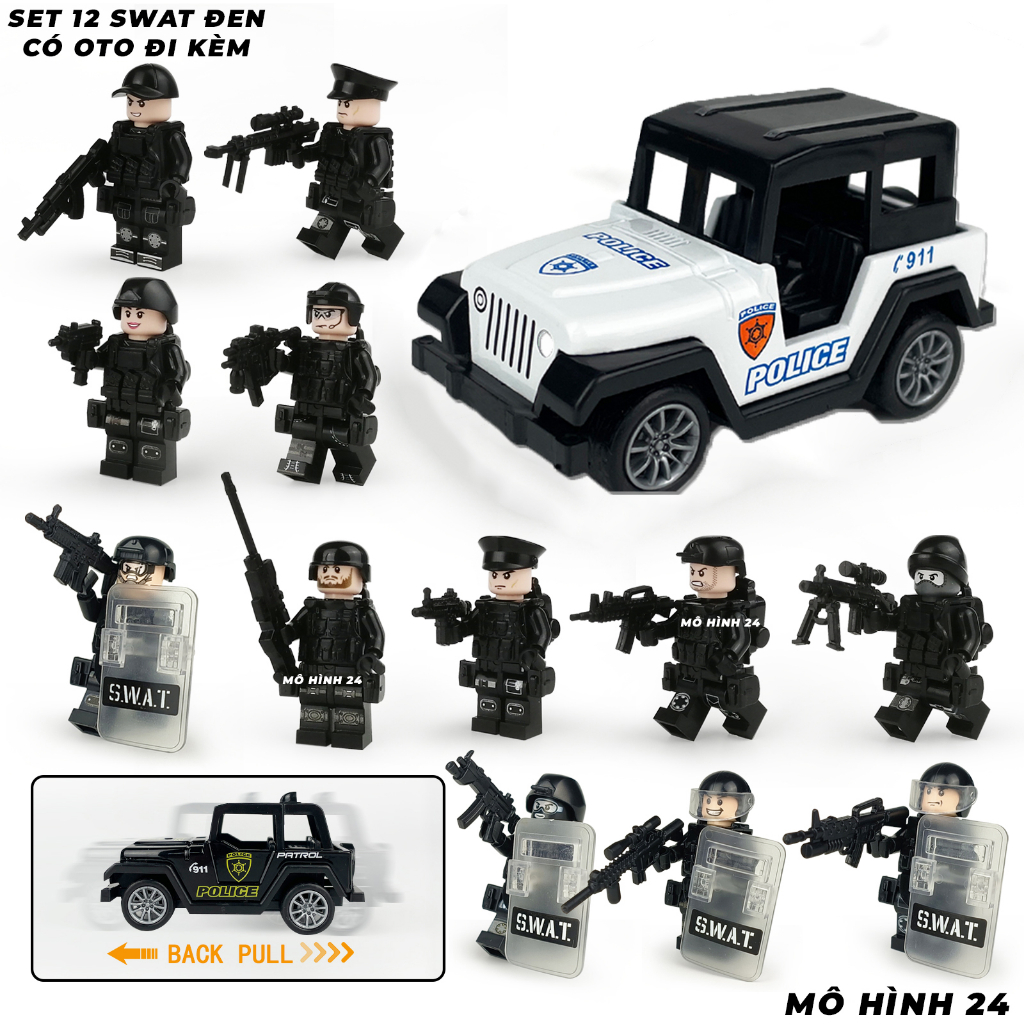 Đồ chơi nhân vật cho trẻ em quân sự cảnh sát bộ đội đặc nhiệm lính la mã swat police