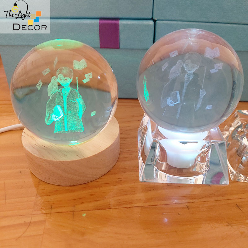 Bộ Quà Tặng Quả Cầu Pha Lê 3D larser LED Harry Potter