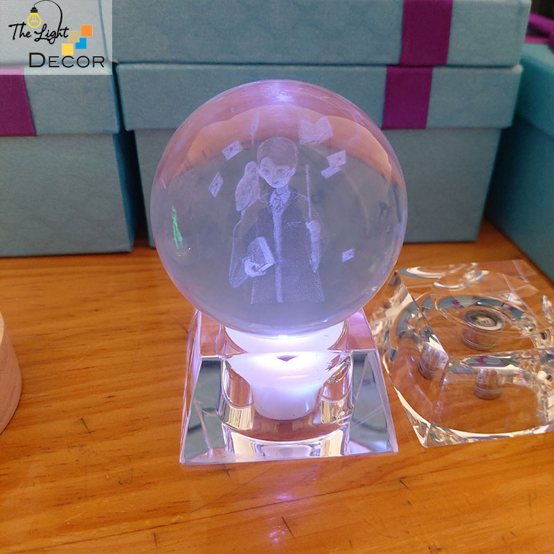 Bộ Quà Tặng Quả Cầu Pha Lê 3D larser LED Harry Potter