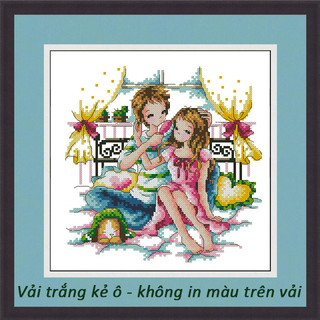 Tranh thêu chữ thập không in màu trên vải Soda026 (25 x 25 cm)