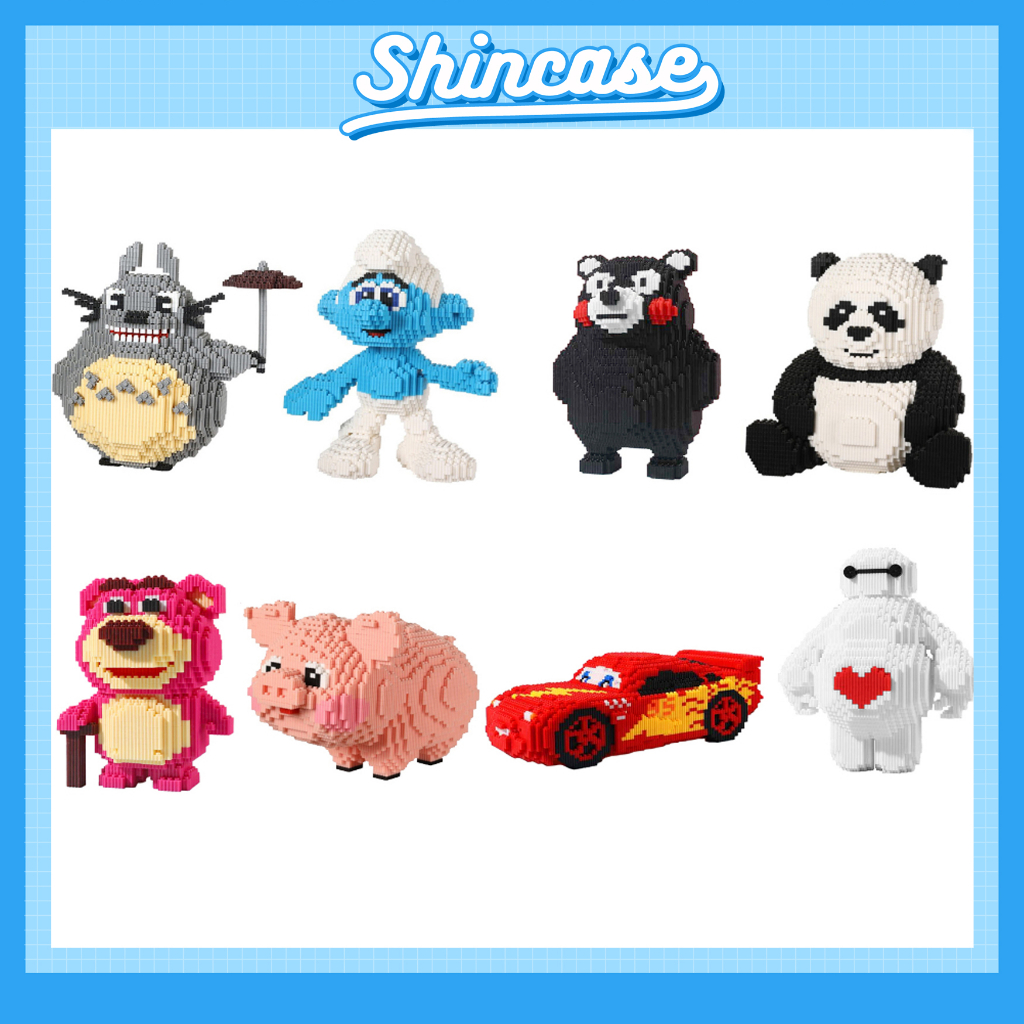 Bộ mô hình đồ chơi lắp ráp 3D xếp hình nhân vật hoạt hình Gấu Lotso Gấu Trúc Heo Xinh Dễ Thương cao 28cm - ShinCase